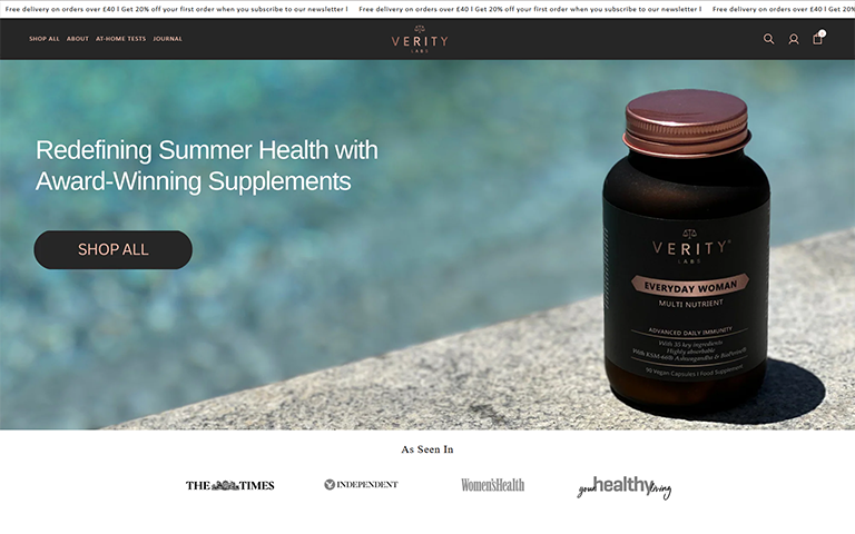 Verity Labs Shopify Website Cover